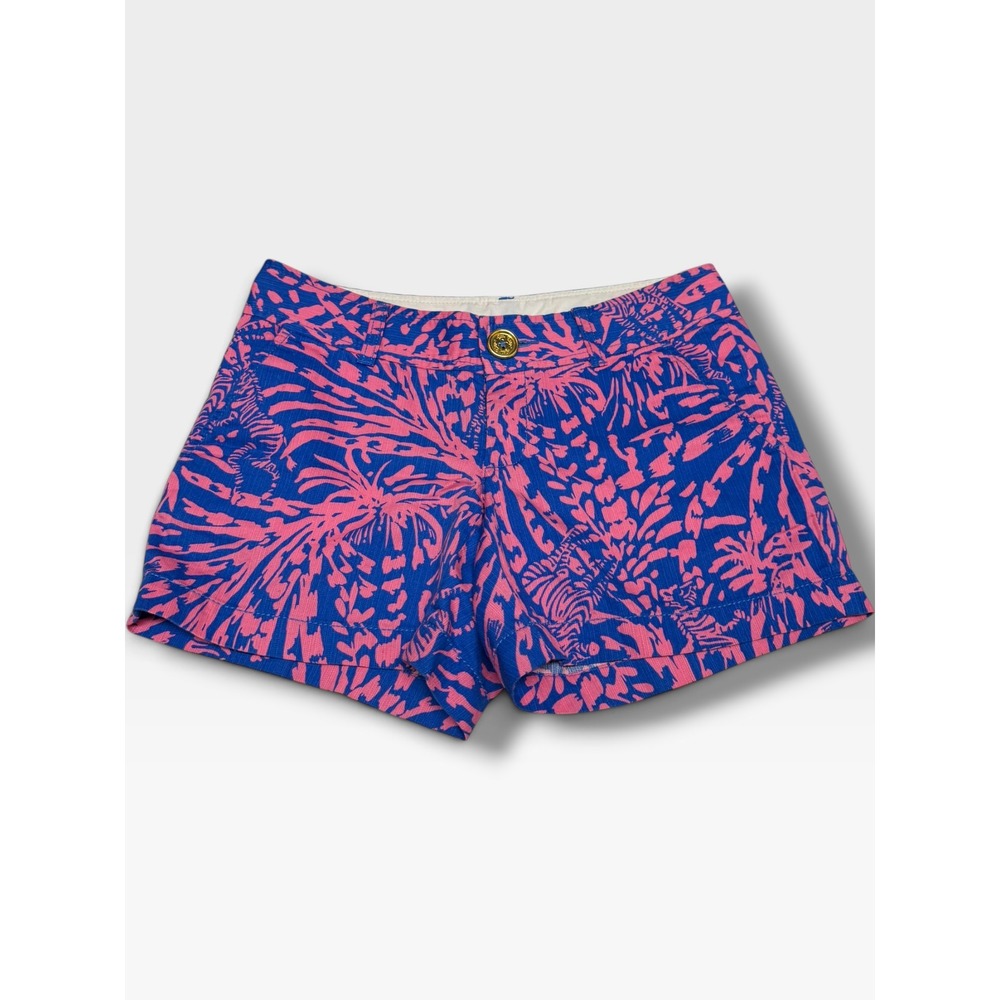 Lilly Pulitzer Callahan Shorts Rollin in the Grass Blue Pink Zebra Size 0